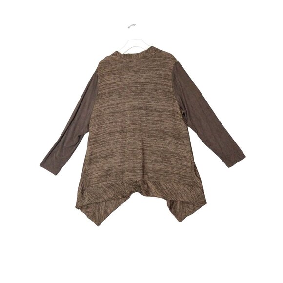 LOGO LORI GOLDSTEIN Womens Zip Cardigan 2X Mixed Media Heather Brown Faux Suede‎ - Picture 10 of 11